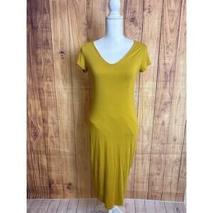 See You Monday BodyCon Dress, V neck, Mustard Yellow, Women's Size XL NEW